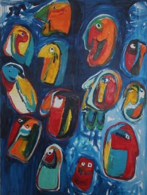 Finn Pedersen - titel 'FACE' schitterend GROOT mooi kleurrijk origineel werk. Lage startprijs kaufen? Bieten Sie von 1150!