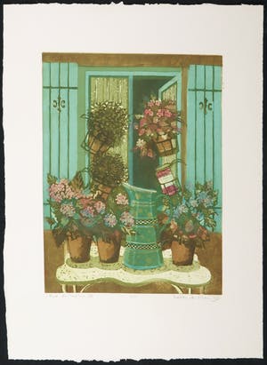 Laetitia de Haas - Lot van vier kleurenetsen, Zuid-Frankrijk kopen? Bied vanaf 40!