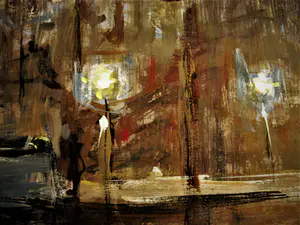 Anton Voorzanger - Fraaie impressionistisch Gouache - Amsterdam bij avond / nacht - gesigneerd kopen? Bied vanaf 84!