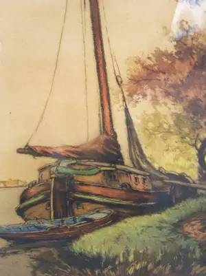 Alfred van Neste - Landschap met boten. kopen? Bied vanaf 35!