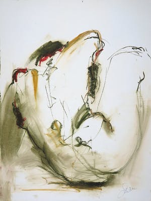 Franscz Witte - Acryl en krijt op papier, Zittend figuur kopen? Bied vanaf 1!