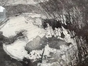 Niet of onleesbaar gesigneerd - Abstracte Ets "Samaritaan" uit 1972 - gesigneerd Joh. Zutphen? kopen? Bied vanaf 10!