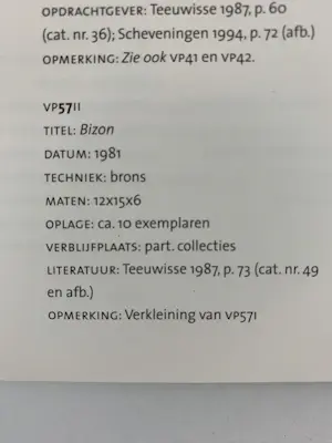 Pieter d' Hont - Bronzen beeld: 'bizon' - 1981 kopen? Bied vanaf 1500!