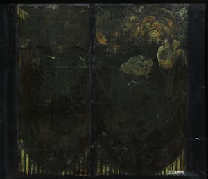 Dagmar Lampe - Gemengde techniek op paneel, Foetus kopen? Bied vanaf 1!