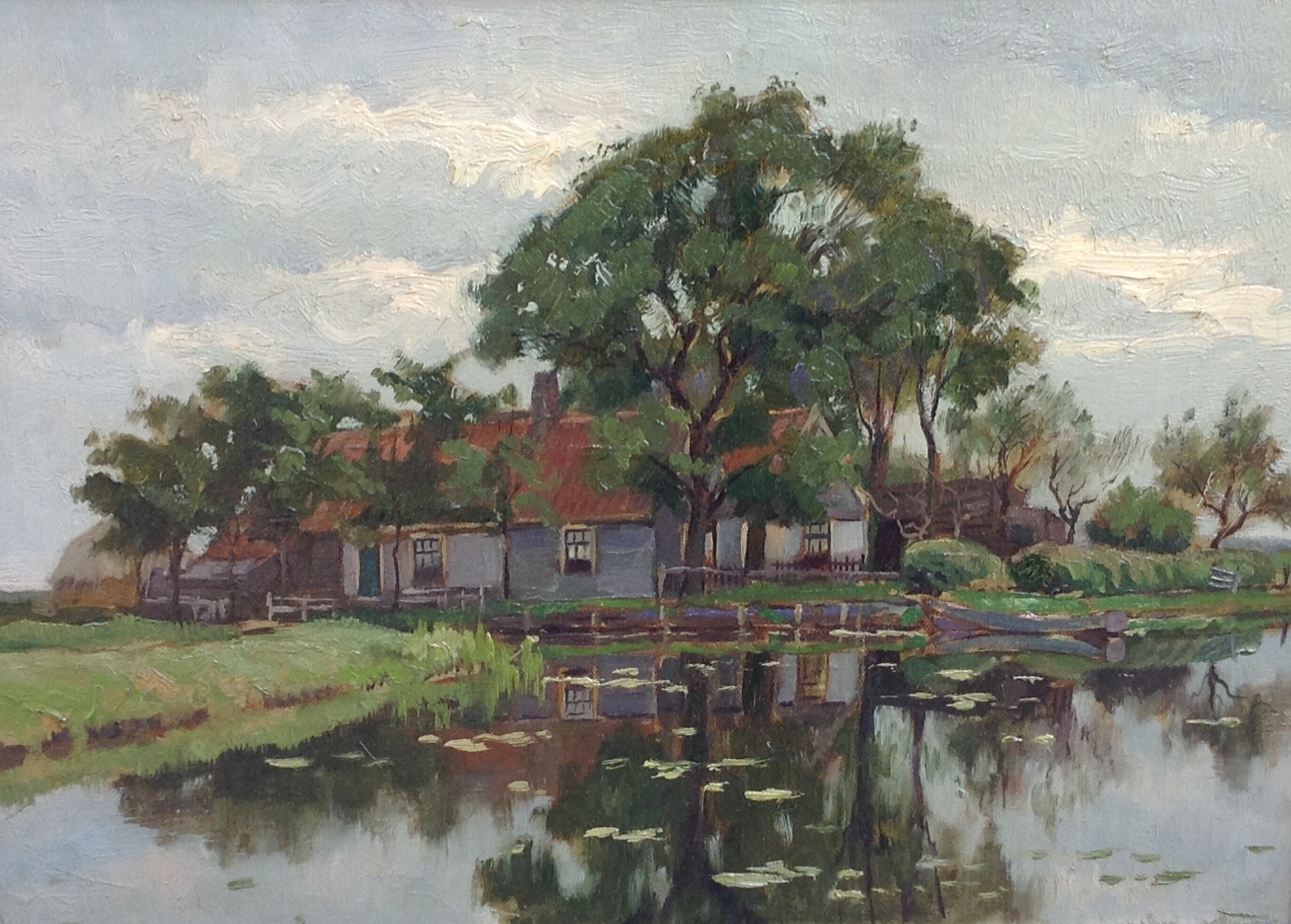 Frits Hubeek - C1231-1, boerderijen langs de waterkant verkocht voor € 150!