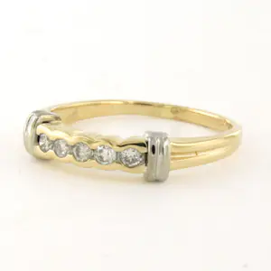 14k bicolour gouden ring met briljant geslepen diamant 0.18ct- rm 17.25 kopen? Bied vanaf 275!