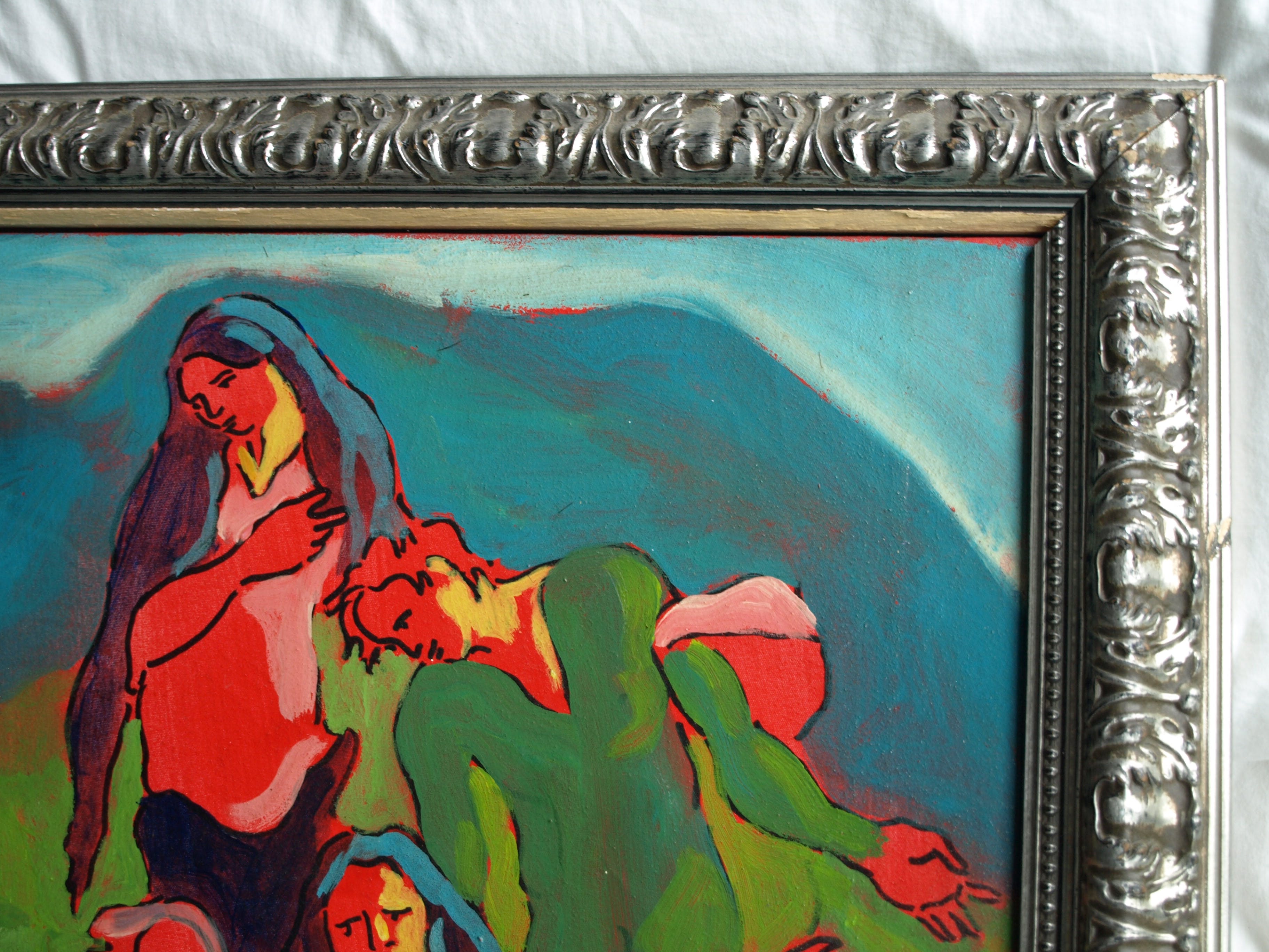 Justus Donker - Olieverf op canvas , Kruisiging , Zelfportret - ingelijst – 2000 kopen? Bied vanaf 1!