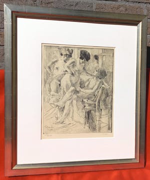 Armand Rassenforse - Coulisses, ets (zeer mooi ingelijst) kopen? Bied vanaf 250!