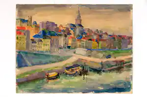 Toon Vijftigschild - Stadsgezicht op Nijmegen - Waalkade verkocht voor € 125!