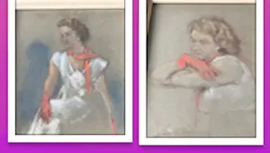 Albert Mulder - Twee portretten van een vrouw in avond-toilette kopen? Bied vanaf 95!