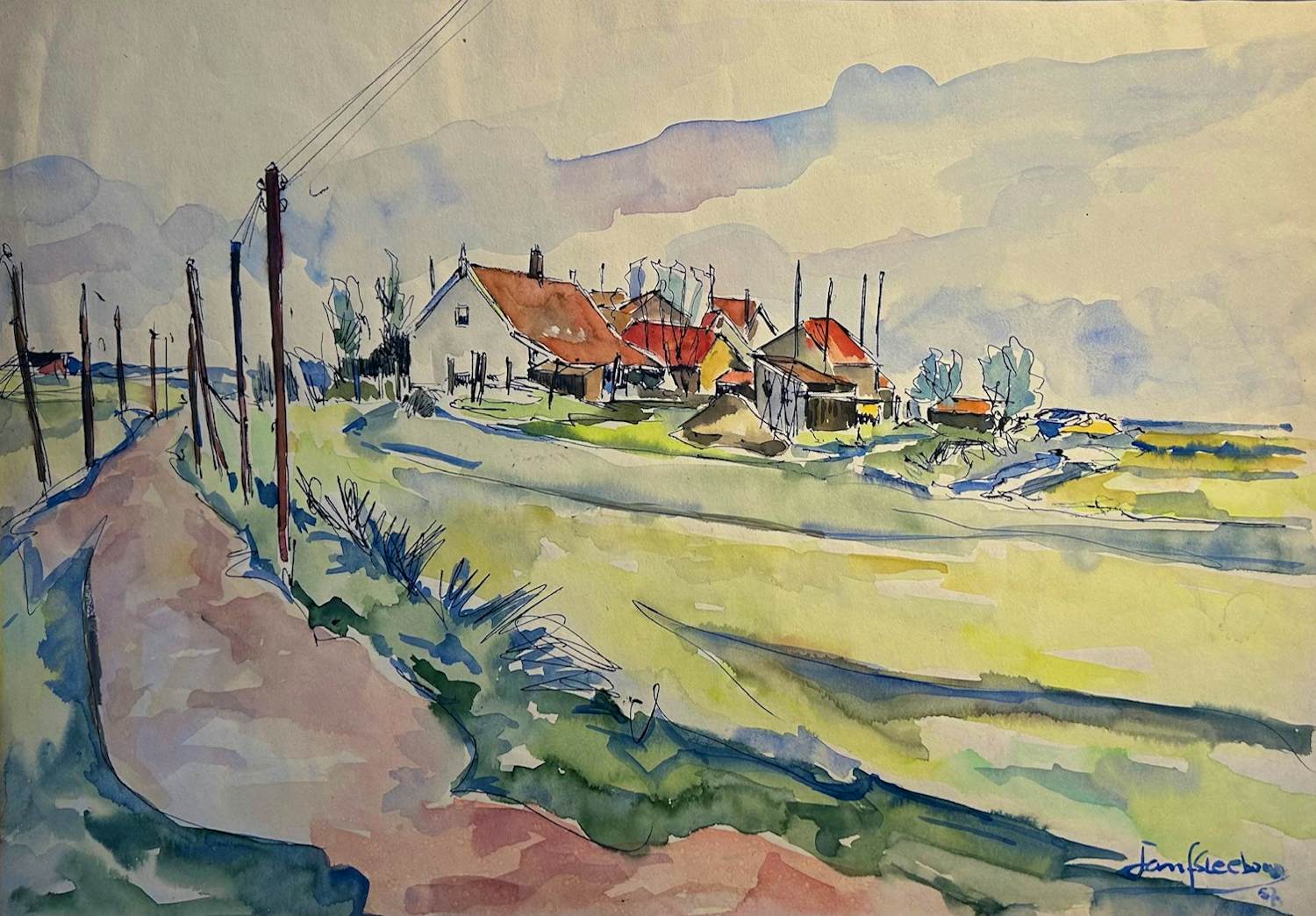 Jan Sleeboom - Pentekening & Aquarel kopen? Bied vanaf 30!