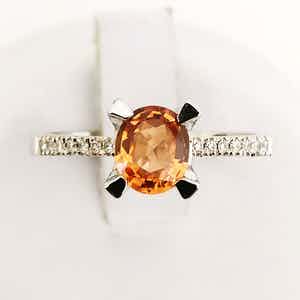 White gold - Ring - 0.78 ct Sapphire - Diamond verkocht voor € 370!