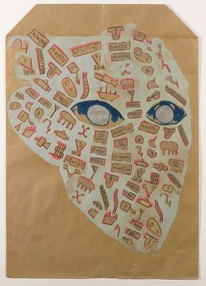 Dirk Celis - Gemengde techniek op kraftpapier, Zonder titel - Ingelijst kopen? Bied vanaf 50!