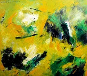 Charlotte Molenkamp - olieverf op doek: landschappelijk geel kopen? Bied vanaf 2200!