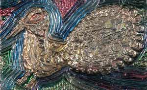 Corneille - Beschilderde zilveren plaquette, Z.T. Vogel verkocht voor € 350!