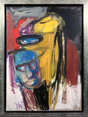 Martin van Wordragen - Olieverf op doek, Rimboe-tafereel - Ingelijst verkocht voor € 300!