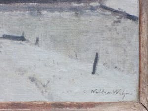 Willem Witjens - Wintergezicht bij de sluis - Olieverf / Marouflé kopen? Bied vanaf 200!