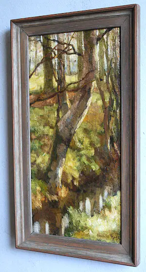 Matthijs Hage - Bos met bomen aan de slootkant - olieverfschilderij kopen? Bied vanaf 200!