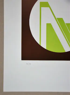 Friedrich Geiler - Concrete-constructieve compositie - 1974 - Originele linoleumsnede, handgesigneerd kopen? Bied vanaf 100!