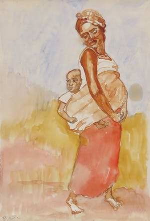 Jan Dirk Pijper - Aquarel, Buffels en sawahs wachtend op de nacht kopen? Bied vanaf 1!