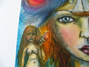 Judith Boer - Aquarel. Titel, "het land van de zee". kopen? Bied vanaf 35!