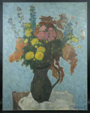 Pieter Fraterman - Olieverf op doek, Herfstbloemen kopen? Bied vanaf 1!