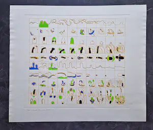 Jan Snoeck - in 1974 gemaakte grote kleuren zeefdruk "Sienjalen II" kleine oplage (40) kopen? Bied vanaf 46!