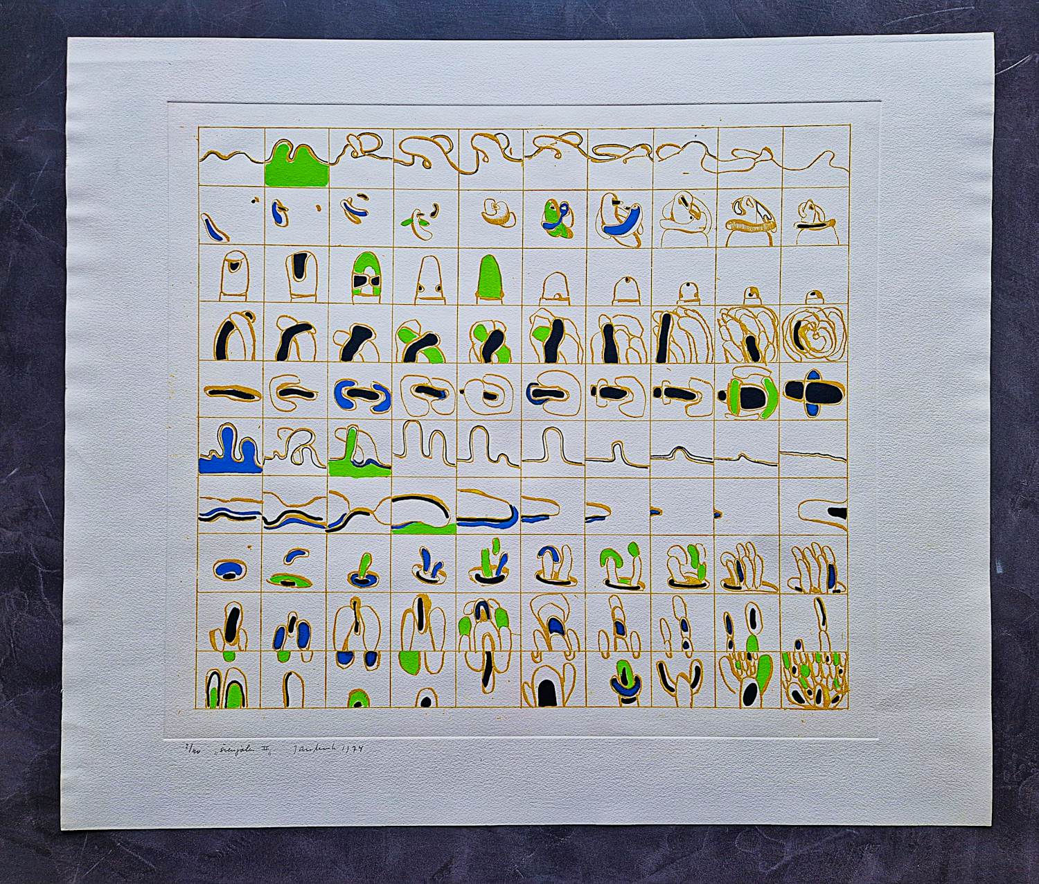 Jan Snoeck - in 1974 gemaakte grote kleuren zeefdruk "Sienjalen II" kleine oplage (40) kopen? Bied vanaf 46!