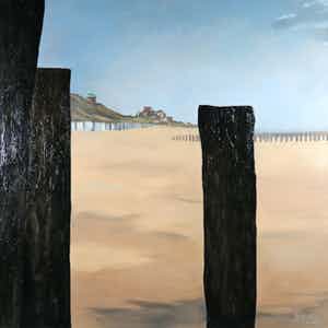 Valentin Bakardjiev - Acryl op doek, Z.T. Strandgezicht (Groot) verkocht voor € 150!