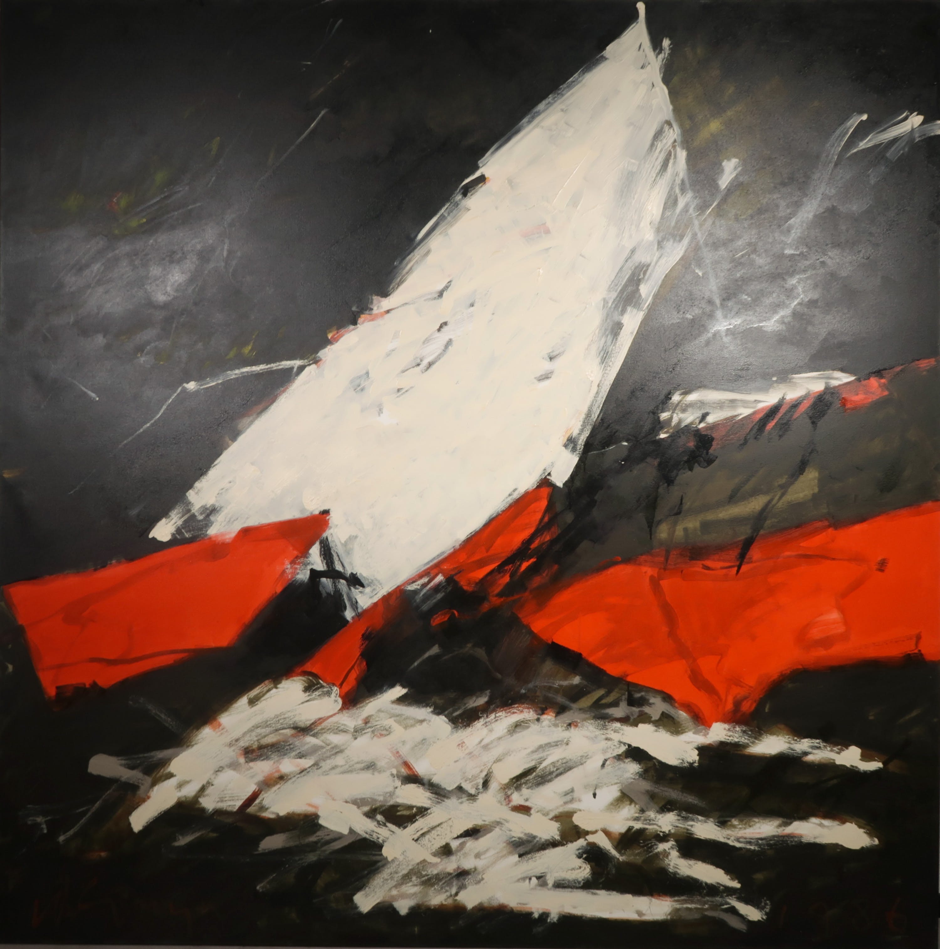 Erik van der Grijn - Olieverf op doek, Zonder titel (groot) verkocht voor € 850!