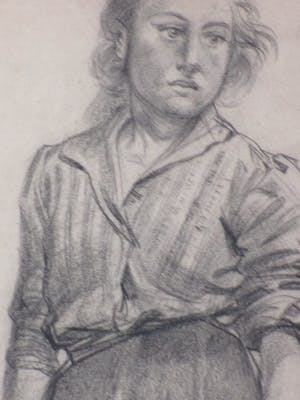 Niet of onleesbaar gesigneerd - Vrouw met drankkruik - Tekening kopen? Bied vanaf 1!