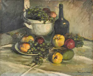 Kees van den Berg - Nature morte avec des fruits et un bouteille de vin kaufen? Bieten Sie von 350!