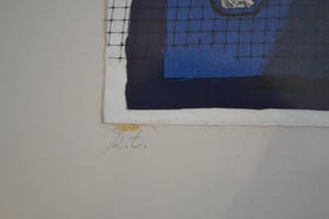 Ria Fortuijn - Textiel collage - Vrouwtje op stoel - 2003 kopen? Bied vanaf 1!