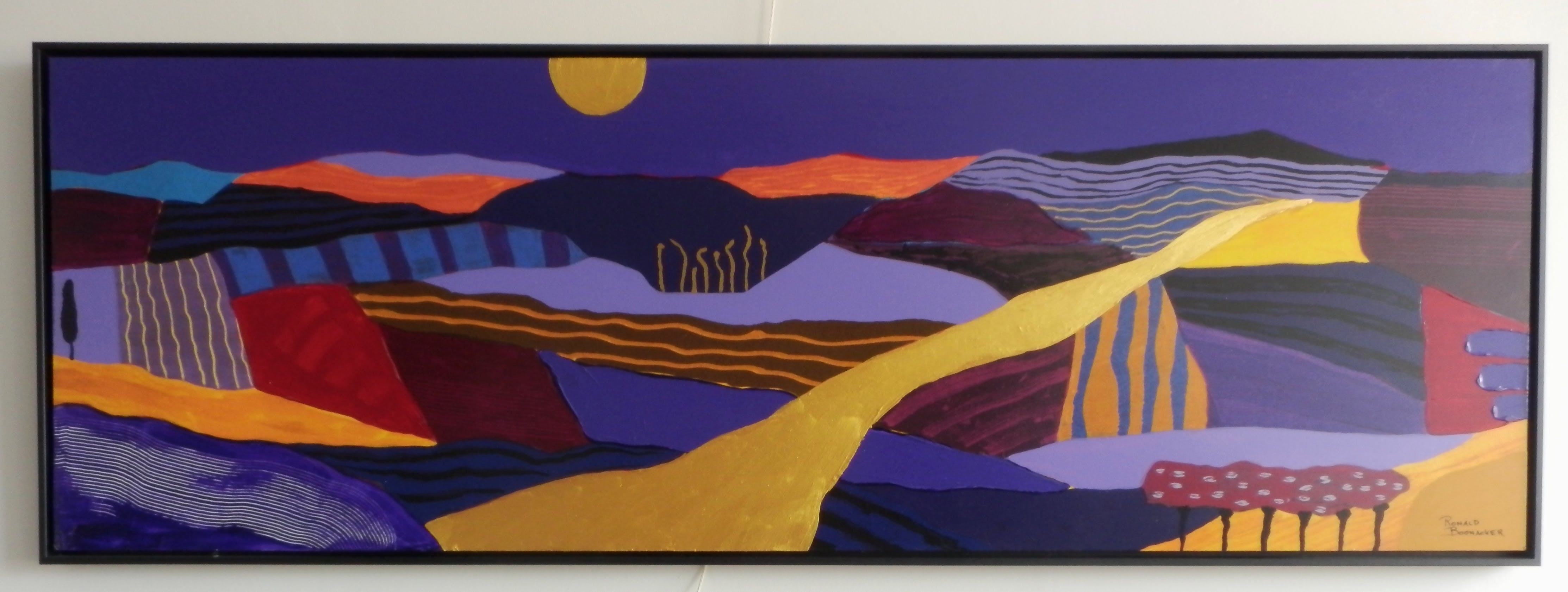 Ronald Boonacker - met Acrylverf opgehoogde Zeefdruk op paneel in fraaie baklijst verkocht voor € 225!