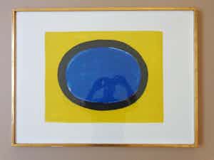 Bram Bogart - GEEL-ZWART-BLAUW / KLEURLITHO / 57x76cm / KADER / SIG/ 1967 verkocht voor € 215!