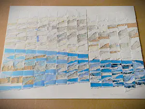 Stef Kreymborg - Unieke & grote - papier (treintabel) collage - "Sporen" - potloodgesigneerd kopen? Bied vanaf 64!