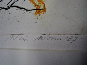 Wim Worm - gebruikt altijd felle kleuren - gesigneerde Litho - Strand - 1987 kopen? Bied vanaf 20!