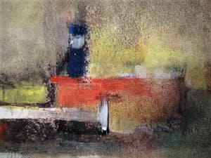 Niet of onleesbaar gesigneerd - Gesigneerde 1964 Pastel "Ochtendnevel - schepen in havenmond" kopen? Bied vanaf 10!