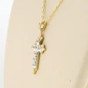 14k gouden collier met hanger bezet met single cut geslepen diamant kopen? Bied vanaf 125!
