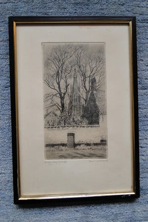 Romain Malfliet - Trio gelimiteerde etsen getiteld "Bomen vellen" - "Rust" en "Begijnhof Brugge" kopen? Bied vanaf 1!