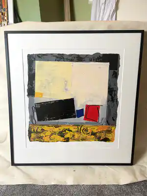 Jos Verwiel - Zeefdruk - (Kleur vlakken) - Zonder Titel II - Ingelijst (Groot) verkocht voor € 50!