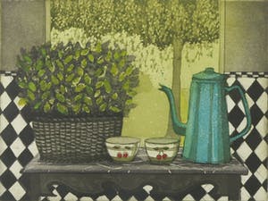 Laetitia de Haas - Ets en aquatint, Keukentafel II - Ingelijst kopen? Bied vanaf 20!