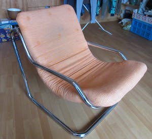 Niet of onleesbaar gesigneerd - Vintage Buisframe fauteuil met stoffen zitting kopen? Bied vanaf 1!