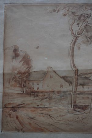 Willem van Konijnenburg - Aquarel - Boerenlandschap kopen? Bied vanaf 200!