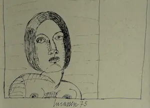 Reinier Lucassen - unieke pentekening op papier | 'Jolanda' | 1975 kopen? Bied vanaf 300!