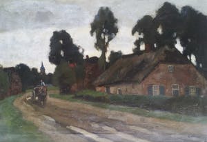 Cor Noltee - Boerenlandschap met paard en wagen en boerderij. kopen? Bied vanaf 225!