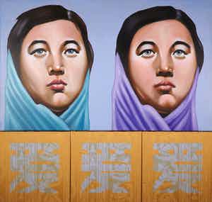 Jan Bollaert - Gemengde techniek op doek, Twin Love (Zeer Groot) verkocht voor € 100!