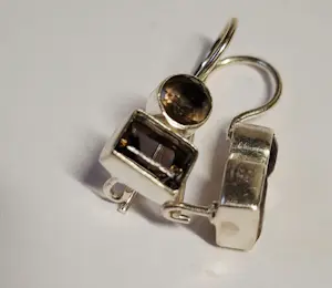 Nieuwe zilveren Oorbellen met gefacetteerde rookkwarts: kopen? Bied vanaf 60!