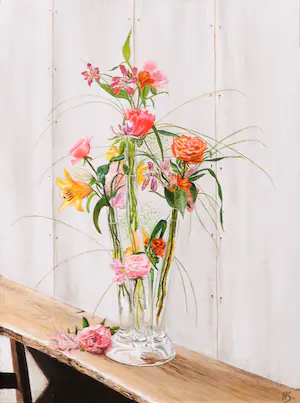 Niet of onleesbaar gesigneerd - Olieverf op doek, Stilleven met bloemen kopen? Bied vanaf 1!