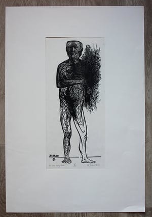 Leonard Baskin - Houtgravure: Man with spring plants kopen? Bied vanaf 110!